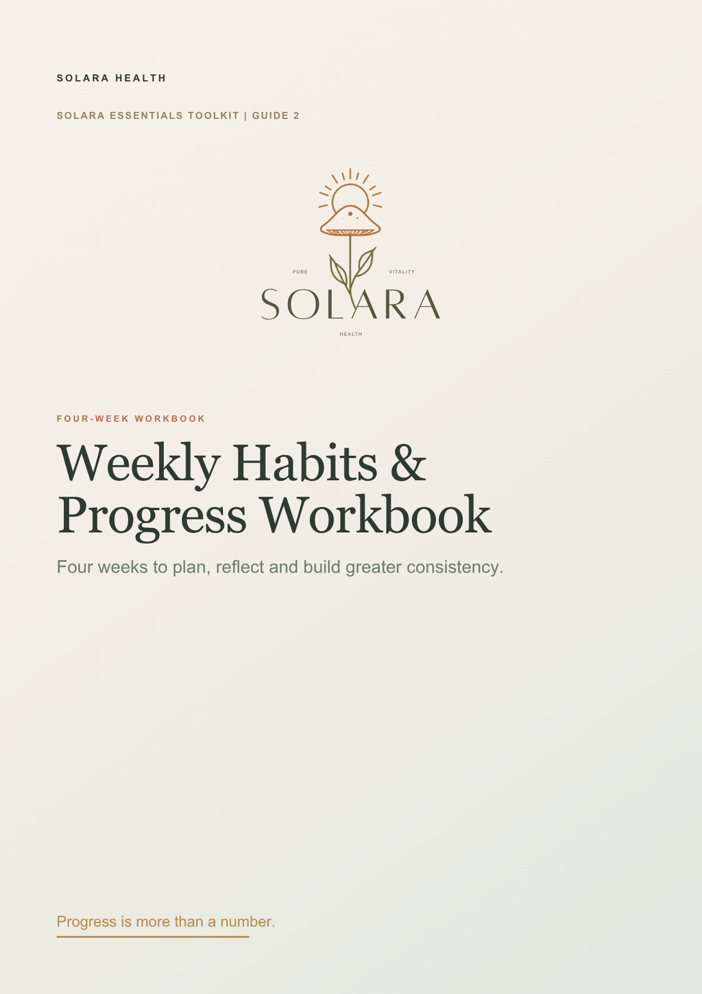 Solara Weekly Habits & Progress Workbook cover