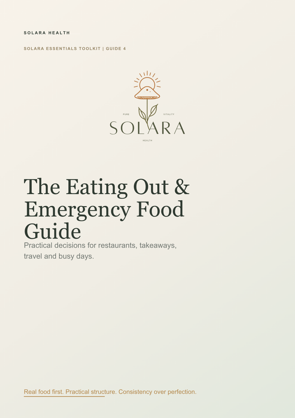 Solara Eating Out & Emergency Food Guide cover