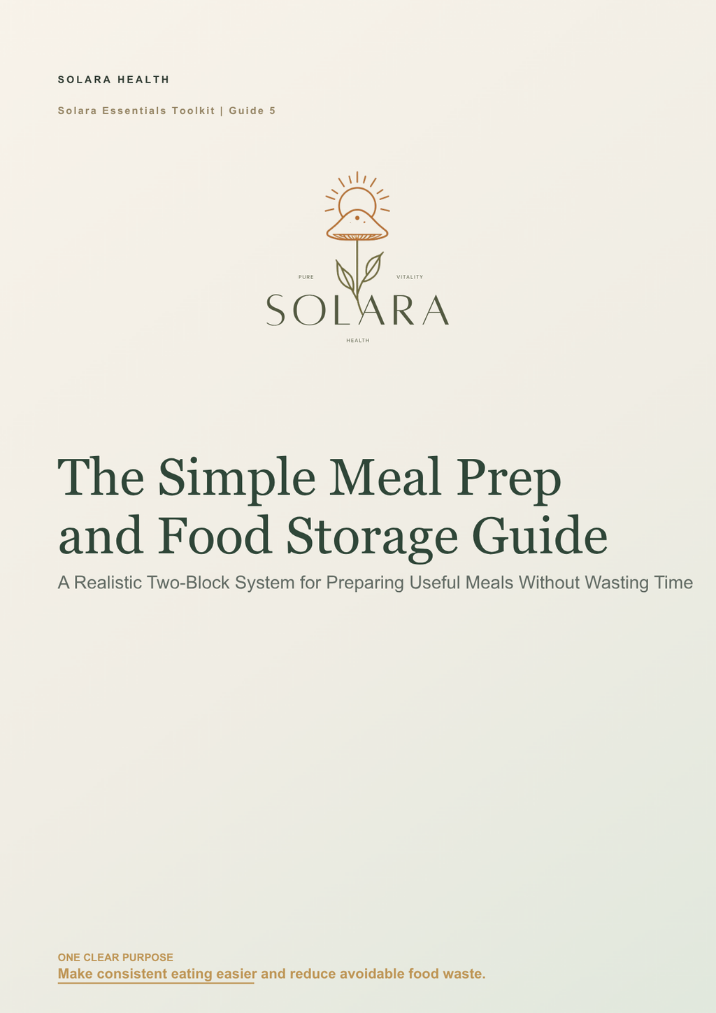 Solara Simple Meal Prep and Food Storage Guide cover