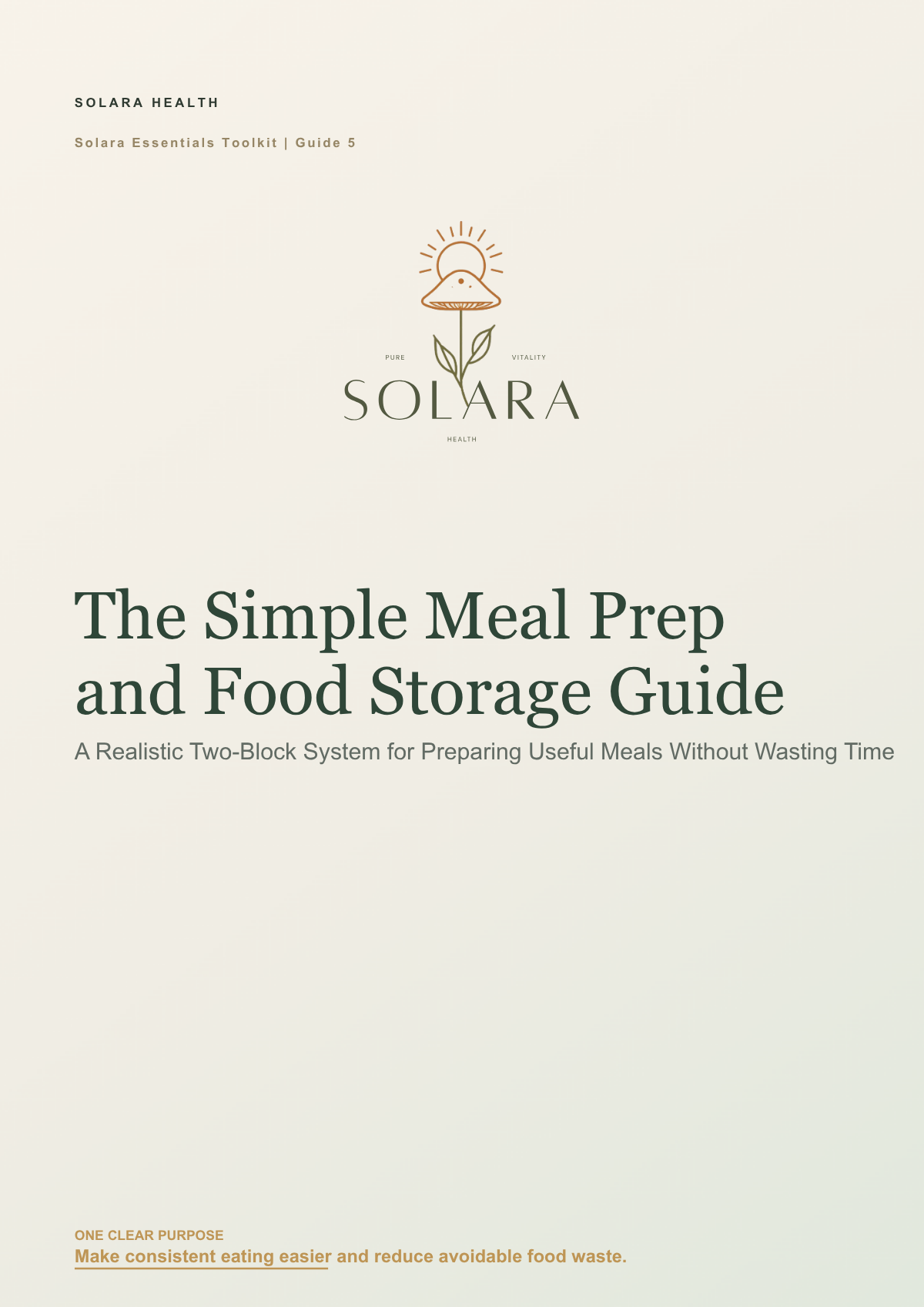 Solara Simple Meal Prep and Food Storage Guide cover
