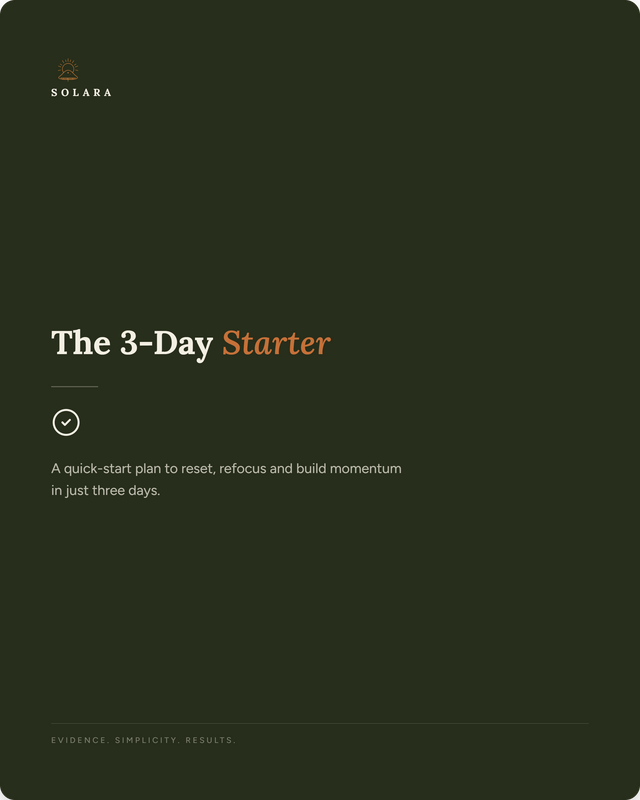 Free 3-Day Solara Starter Plan — Start Here