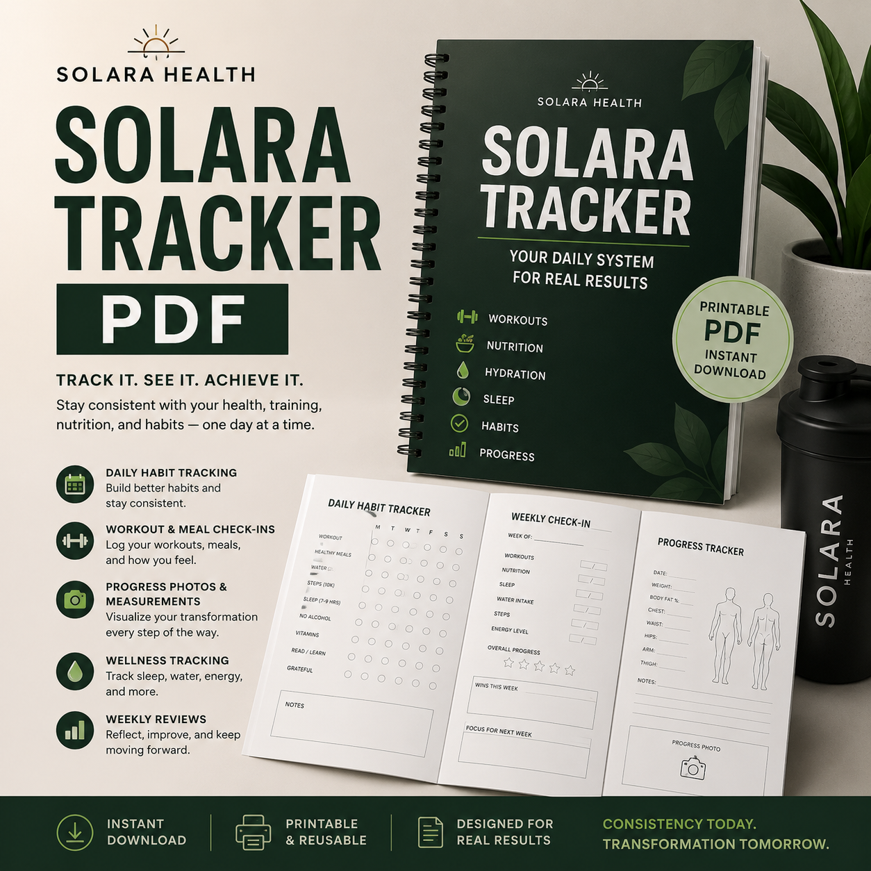 Solara Progress Tracker | 59-Page Workbook