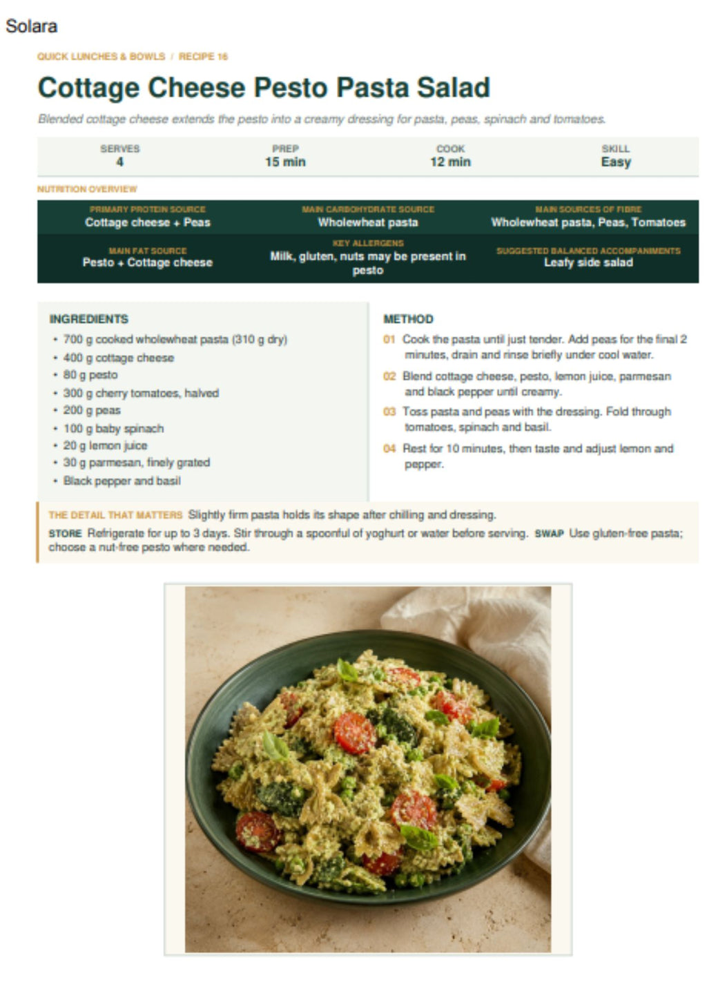 Inside-page preview of the Solara High-Protein Cookbook