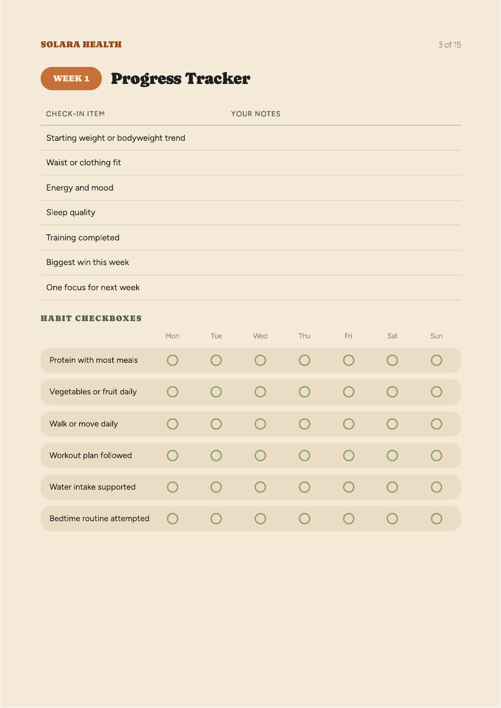 Solara Progress Tracker — Workbook