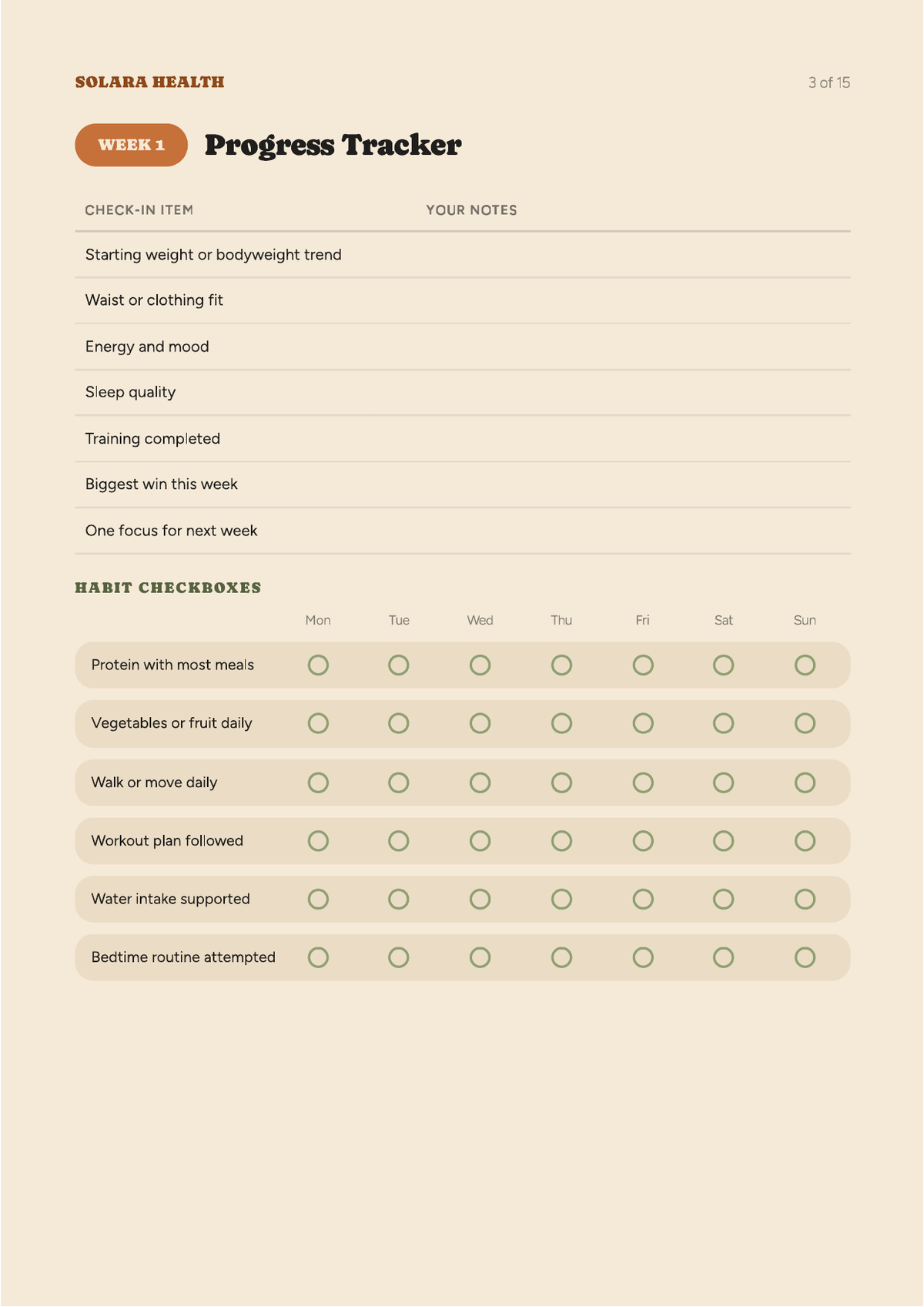 Solara Progress Tracker — Workbook