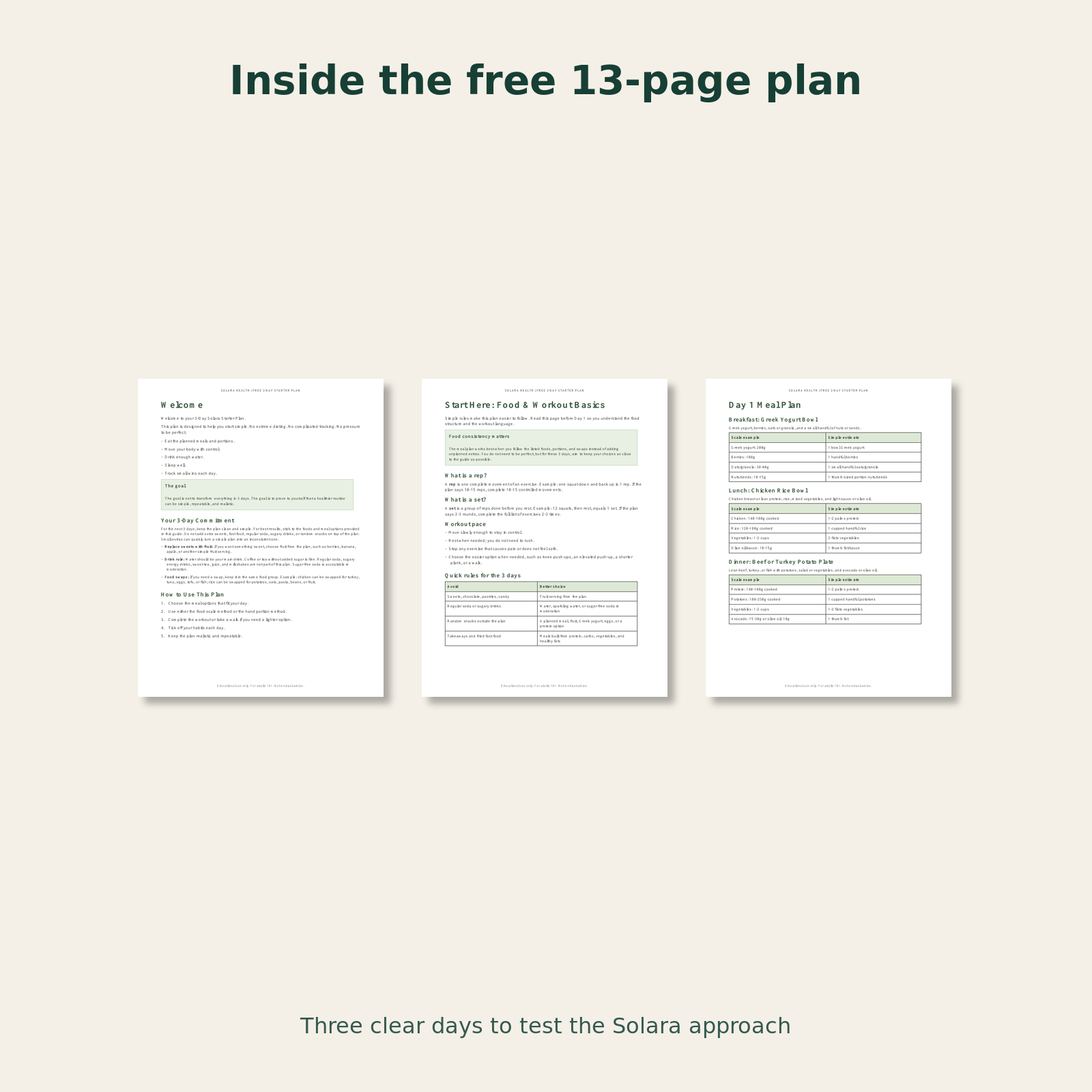 Inside the free Solara 3-day wellness starter plan